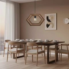 Single Ceiling Pendant with Three Movable Interiors Natural Wood Light and Dark Brown Paint – Model SKN-034 from Oscar Furniture