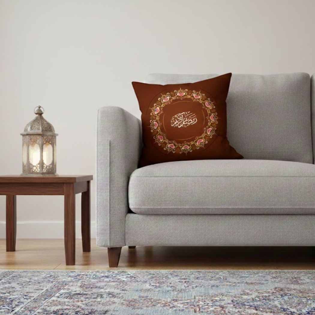Ramadan Cushion 40×40 cm with Fiber Filling and Zipper – Elegant Ramadan Design | OS-RAM-038