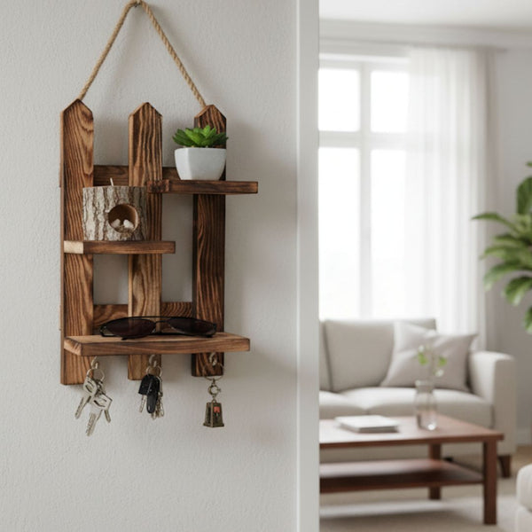 Natural Pine Wood Wall Shelf – Model CHW-111 from Oscar Furniture