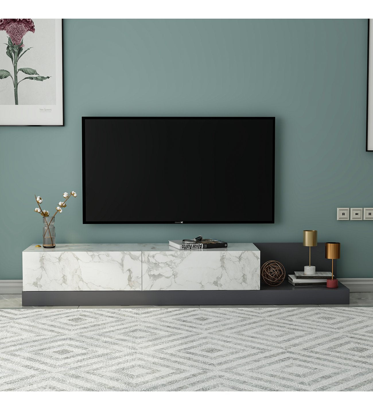 Tv Table Riyadh Fixed TV Table – High Quality MDF – اوسكار للأثاث