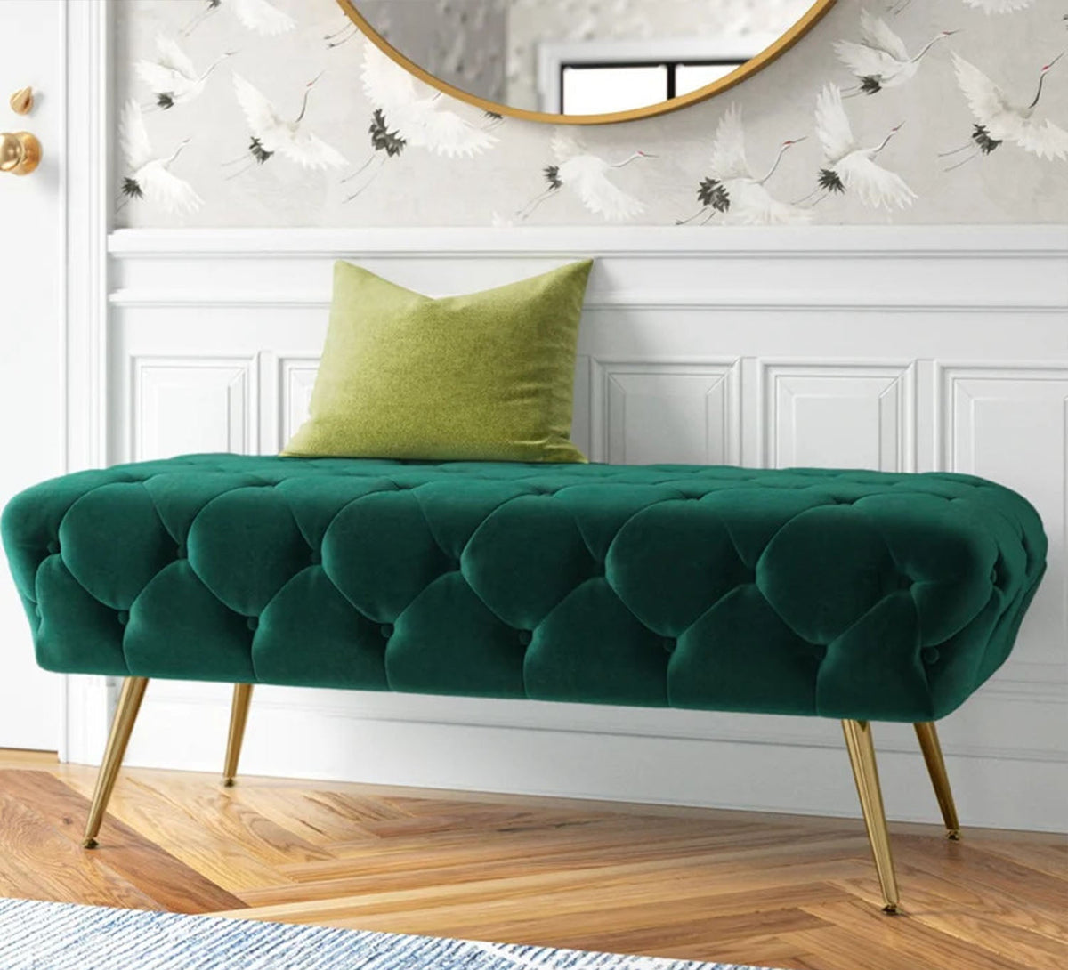 بانكيت ديكوري من MDF والموسكي مع تغطية جلد وقطيفة – تصميم عصري فاخر