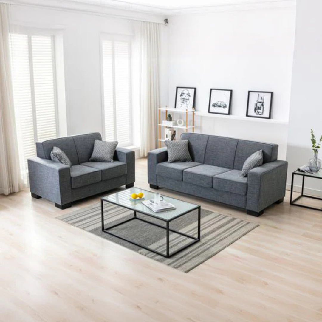 Beech wood sofa set - Koya linen fabric - ENT-053