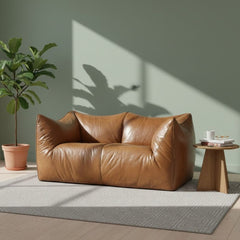 Very distinctive and comfortable beige leather bean bag sofa ELH-068