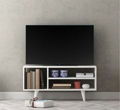A TV unit with 3 MDF wooden shelves