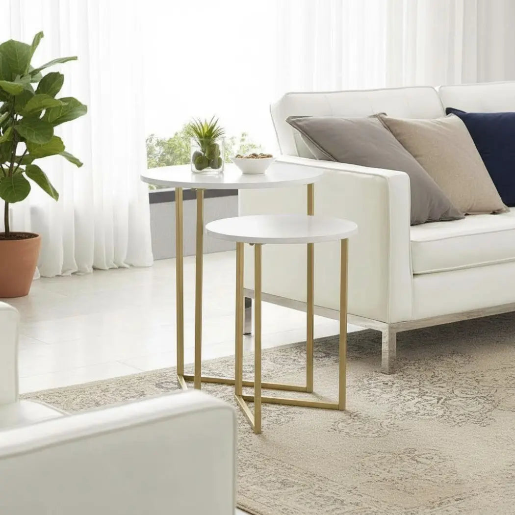 ELET-022 Table Set – Electrostatic Coated Iron with Marble in a Stylish Modern Design