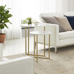 ELET-022 Table Set – Electrostatic Coated Iron with Marble in a Stylish Modern Design