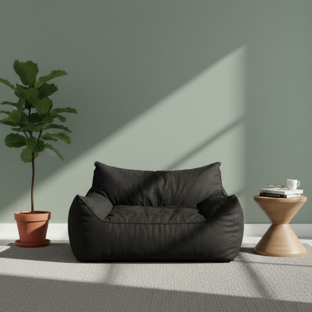 Very distinctive bean bag sofa in Sabia fabric in black color ELH-059