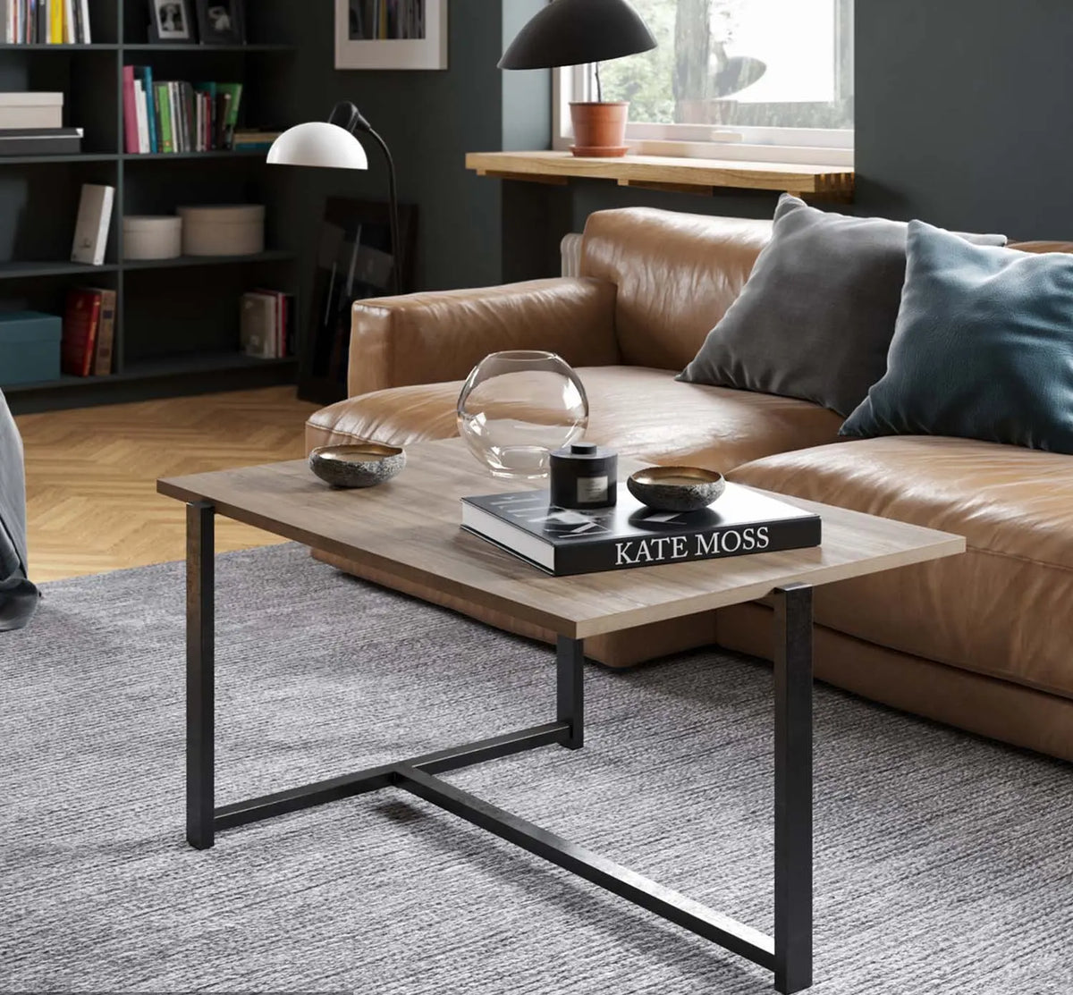 Iron and Melamine Wood Coffee Table - MTC-075