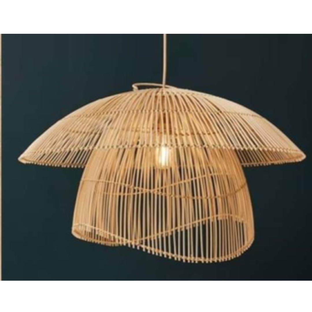 Natural Bamboo Chandelier – Elegant Handmade Design Small Size for Warm Lighting - HOB-047
