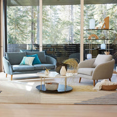 Beech wood sofa set - velor fabric - ENT-007