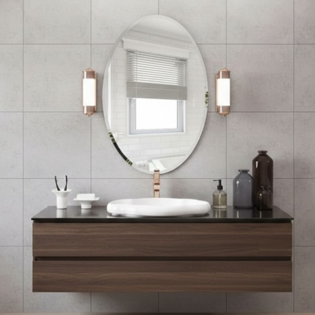 Oval mirrors with 2 cm bevel – High-quality glass – Size 60×80 cm – Model KTM-015