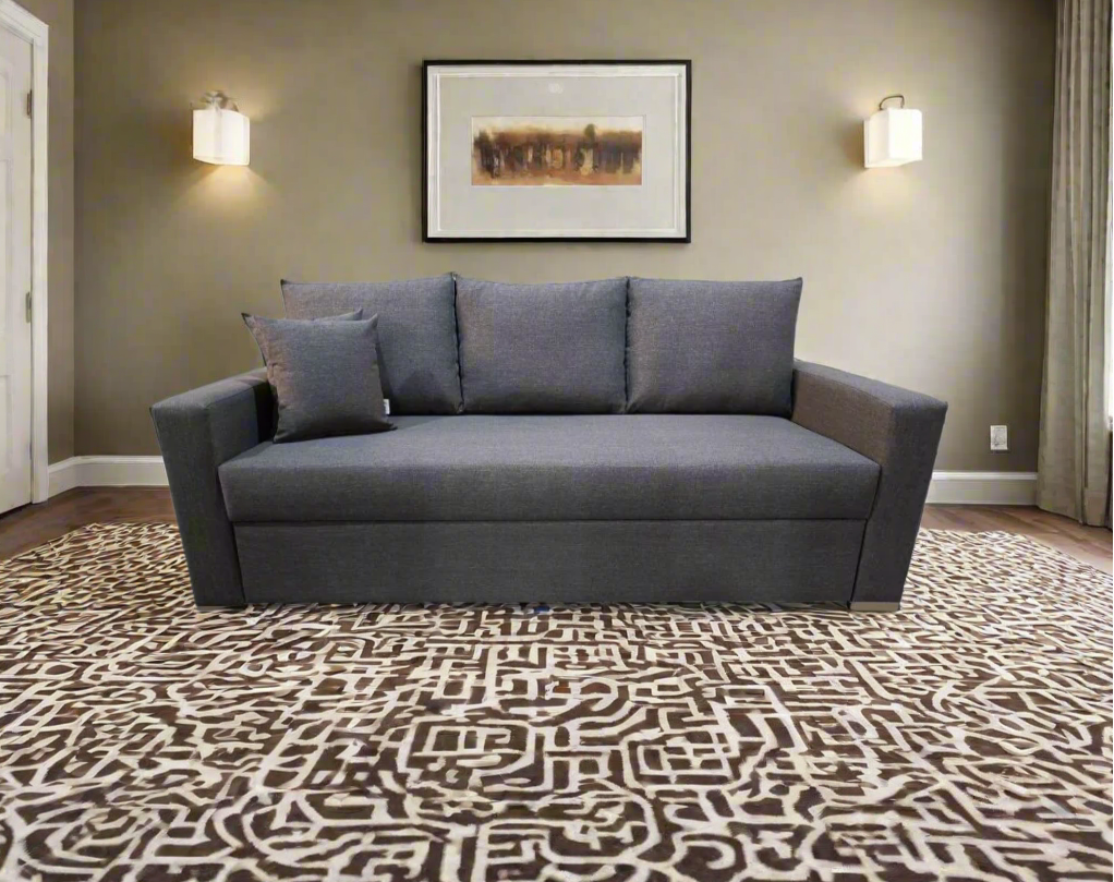 3 seater sofa with fixed back - red beech wood - HST-019