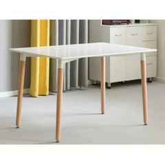 MDF disc table with melamine layer with beech wood legs and iron chassis 120x75cm - RYL-045