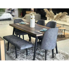 Dining table - 6 pieces of red beech wood and MDF wood table - KYN-194