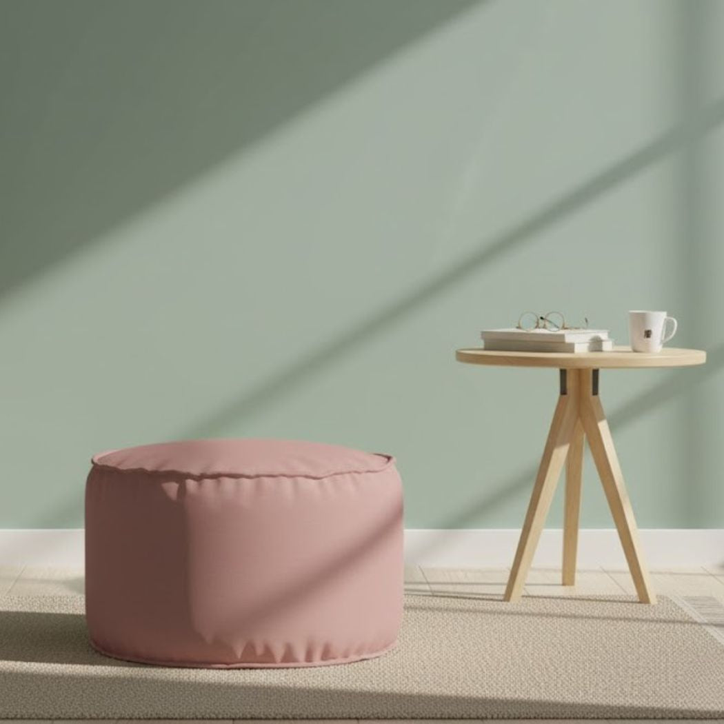 Medium size pouf with comfortable and modern Sabia fabric in cashmere color ELH-088