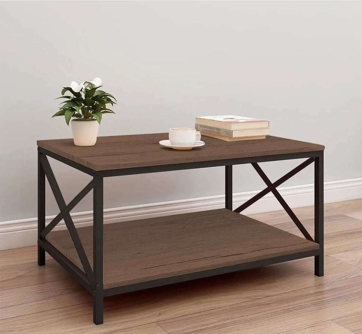 Iron and Melamine Wood Coffee Table - MTC-066
