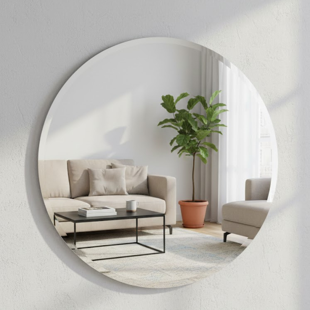 Round rinse mirrors 2 cm – size 80 cm – with LED lighting – high-quality glass – model KTM-019