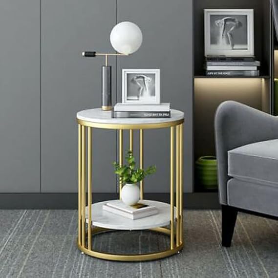 Steel Coated Coffee Table – Luxury Carrara Marble Top – Elegant Modern Design – Model ZSL-032