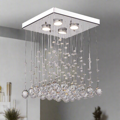Crystal and steel chandelier with a luxurious design