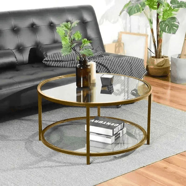 ترابيزة قهوة استيل مطلي – سطح زجاج شفاف 6 مم – تصميم عصري أنيق – موديل ZSL-031