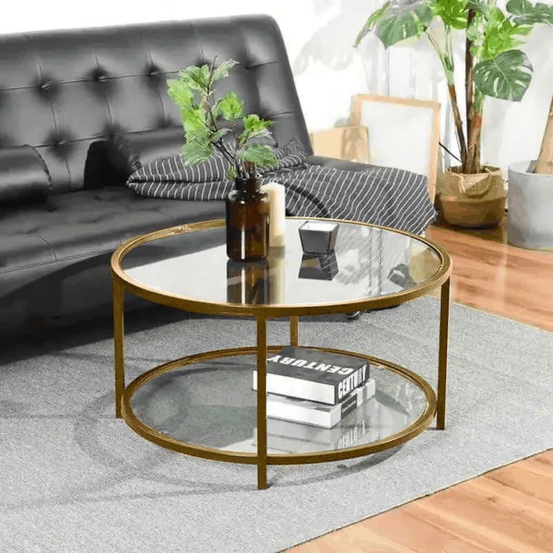 Steel coated coffee table – 6 mm transparent glass top – modern elegant design – model ZSL-031