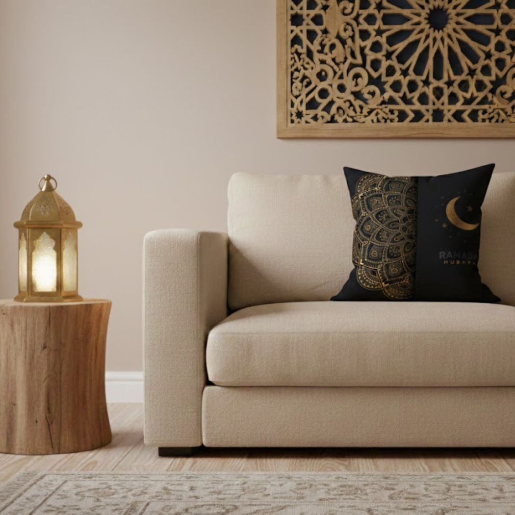 Ramadan Cushion 40×40 cm with Fiber Filling and Zipper – Elegant Ramadan Design | OS-RAM-026