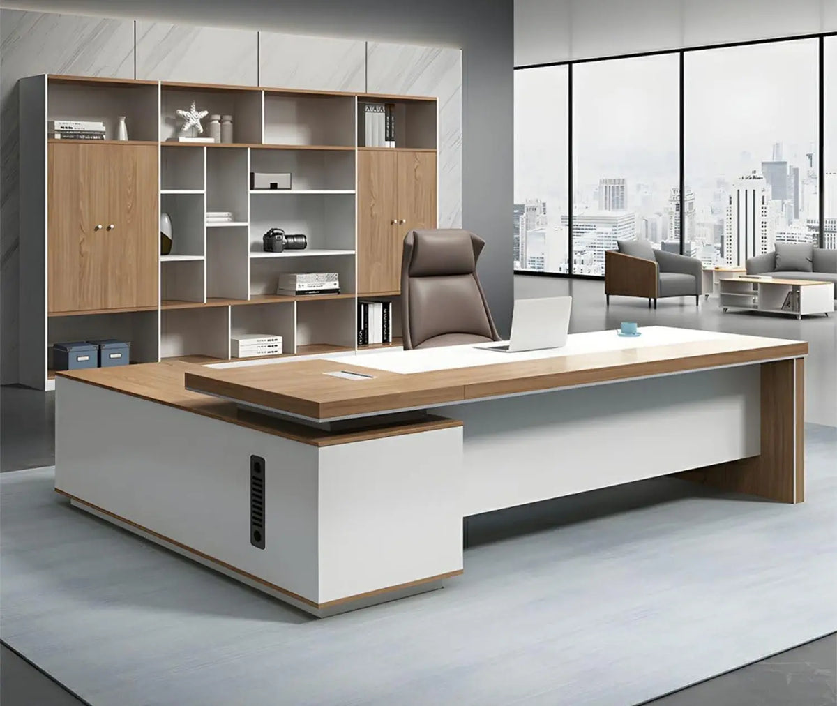 High-quality Spanish MDF wooden manager’s desk – a durable, modern design suitable for professional offices – CEM-133