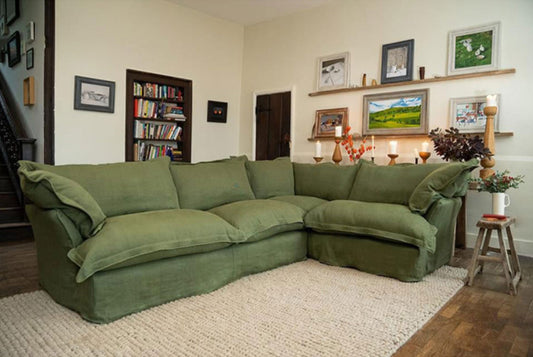 Beech wood corner with linen or velvet fabric - KYN-045