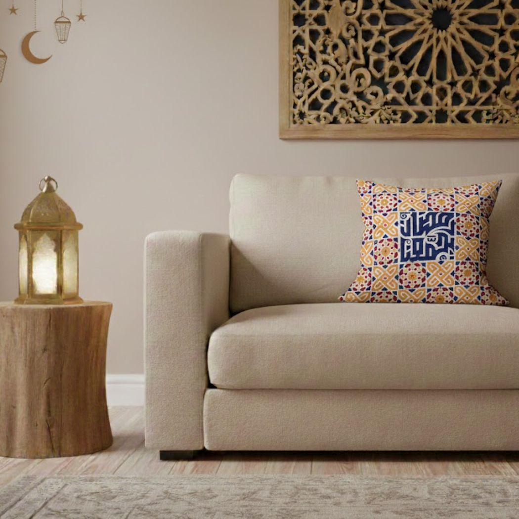 Ramadan Cushion 40×40 cm with Fiber Filling and Zipper – Elegant Ramadan Design | OS-RAM-029
