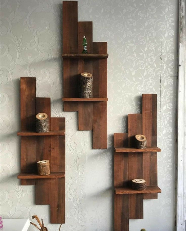 Natural Pine Wood Wall Shelf – Model CHW-104 from Oscar Furniture