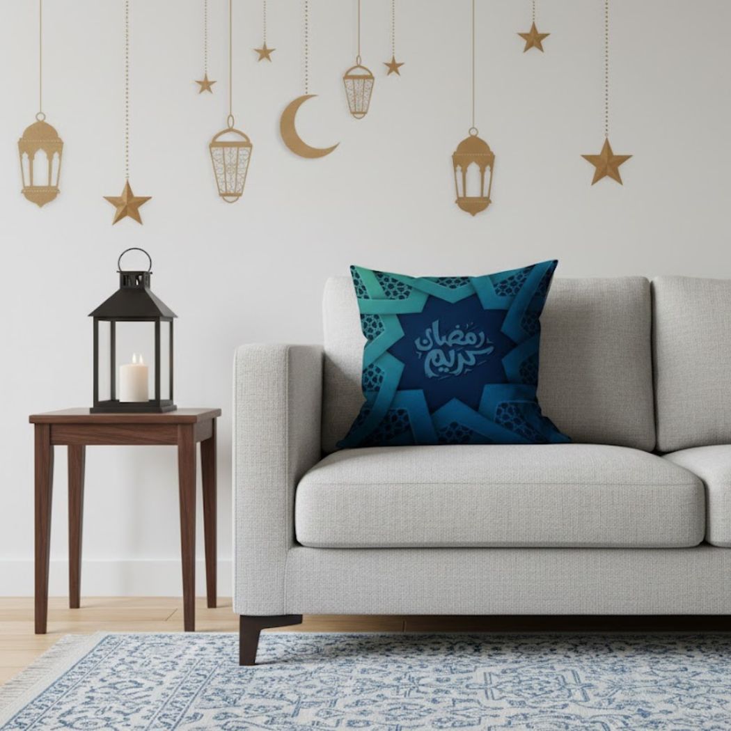 Ramadan Cushion 40×40 cm with Fiber Filling and Zipper – Elegant Ramadan Design | OS-RAM-047