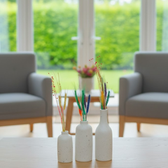 Set of 3 Elegant Gradient Beige Pottery Vases – KHK-041