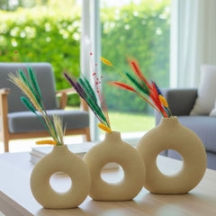 Set of 3 Ceramic Vases with Harmonious Gradient in Off White Color – KHK-033