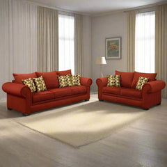 Beech wood sofa set - velor fabric - ENT-043