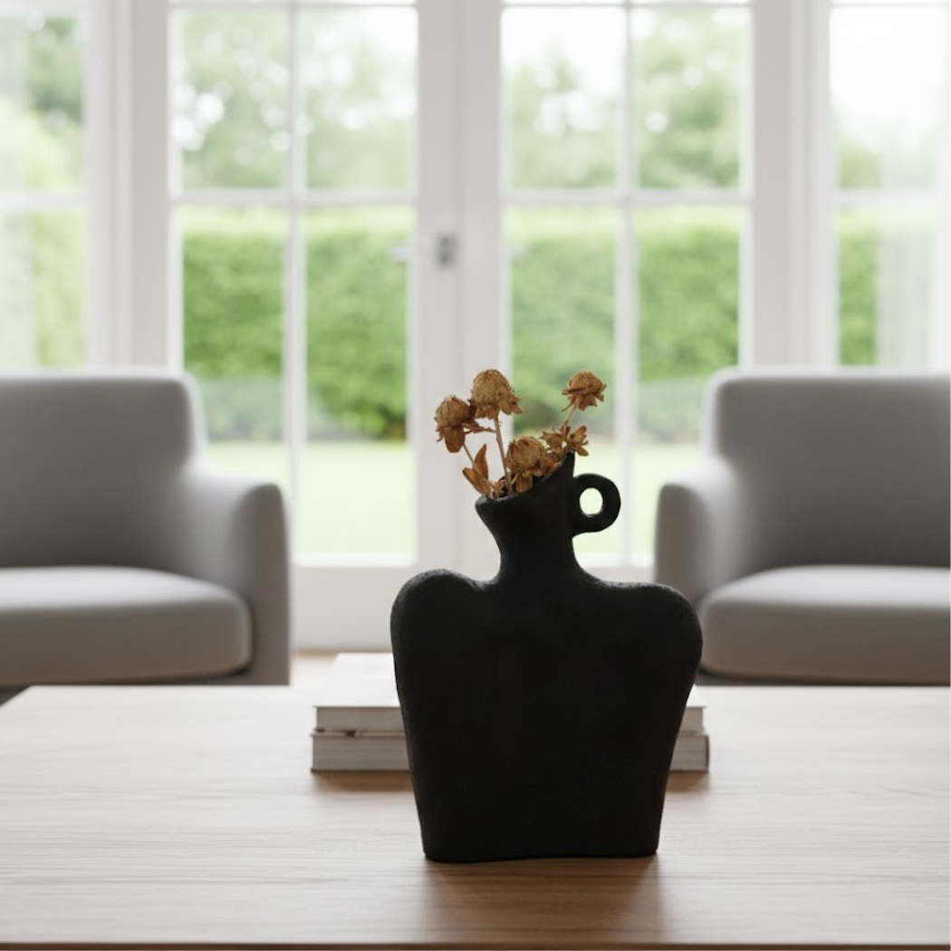 Black Ceramic Vase for Modern and Elegant Decor KHK-048