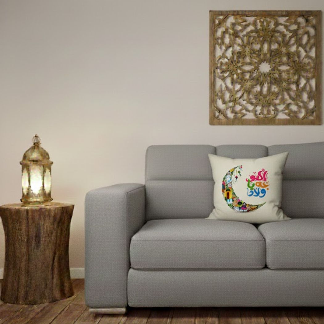 Ramadan Cushion 40×40 cm with Fiber Filling and Zipper – Elegant Ramadan Design | OS-RAM-036