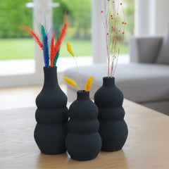 Set of 3 Black Gradient Elegant Pottery Vases – KHK-023