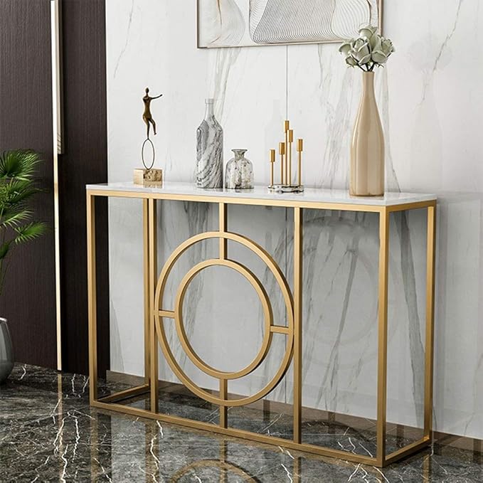 Steel coated console – luxurious natural Carrara marble surface – elegant modern design – model ZSL-024