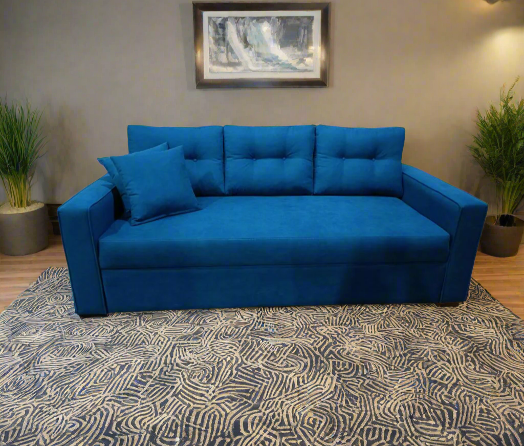 3 seater sofa with fixed back - red beech wood - HST-015