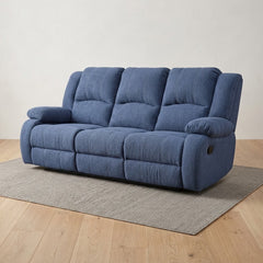 Three-seater recliner sofa in linen, velvet, or faux leather with two movable seats – BIM-038