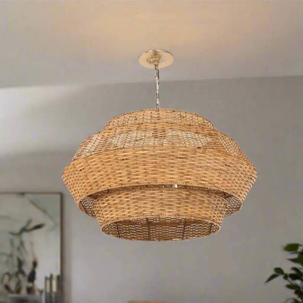 Natural Bamboo Chandelier 60x40cm - HOB-027