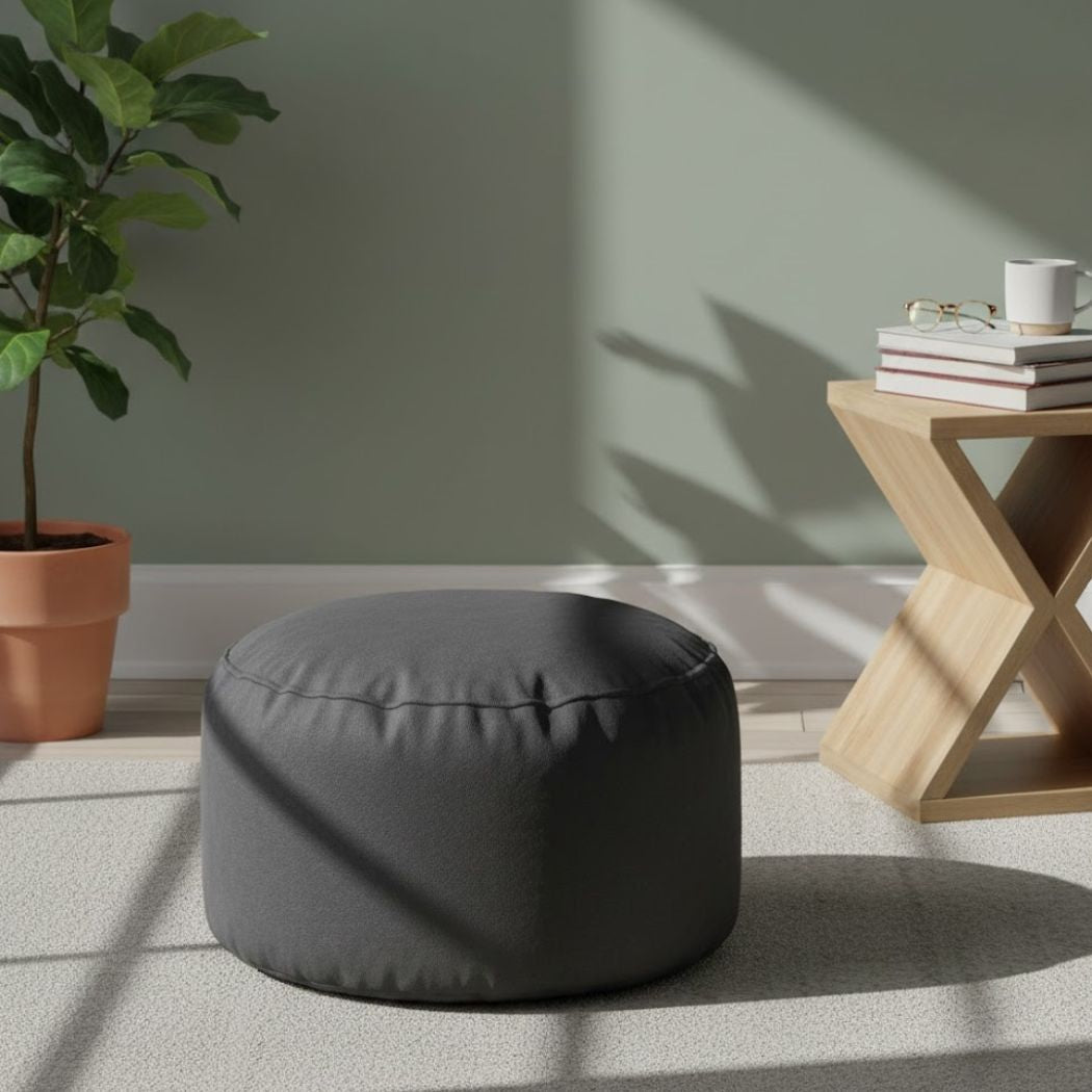 Large pouf made of comfortable and modern Sabia fabric in gray color ELH-080