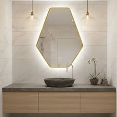 Wall Mirror with Yellow LED Lighting – Size 90×65 cm – Model KTM-004 from Oscar Furniture