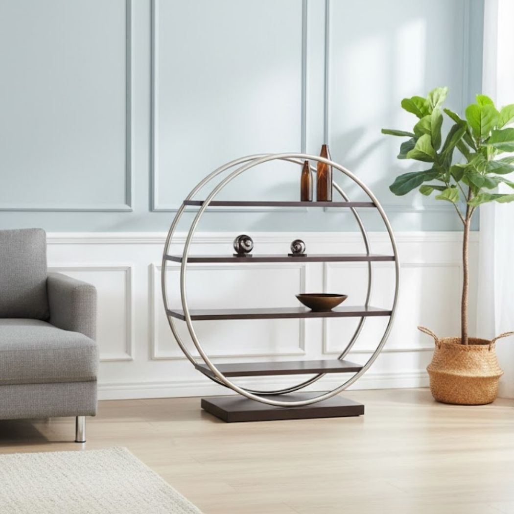 Console with MDF wood surface and iron frame for modern decor REL-045