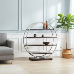 Console with MDF wood surface and iron frame for modern decor REL-045