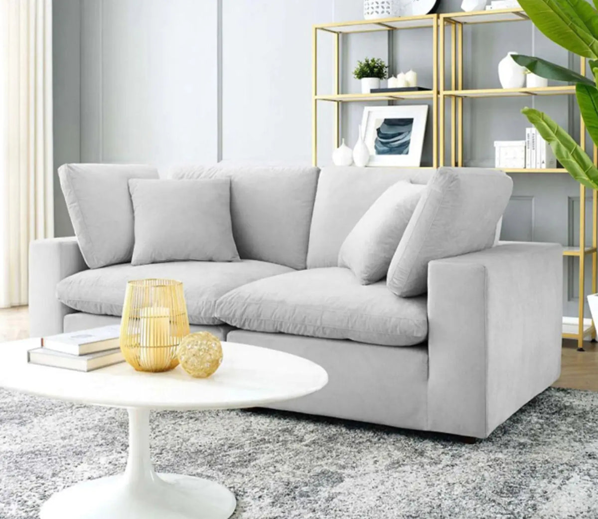 Beech wood sofa with linen or velvet fabric - KYN-061