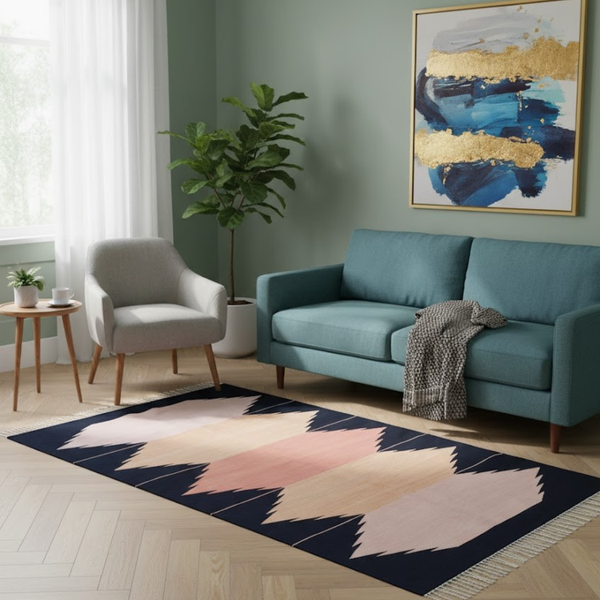 سجادة صوف يدوية الصنع متعددة الألوان – موديل KHM-024 من أوسكار فرنتشر