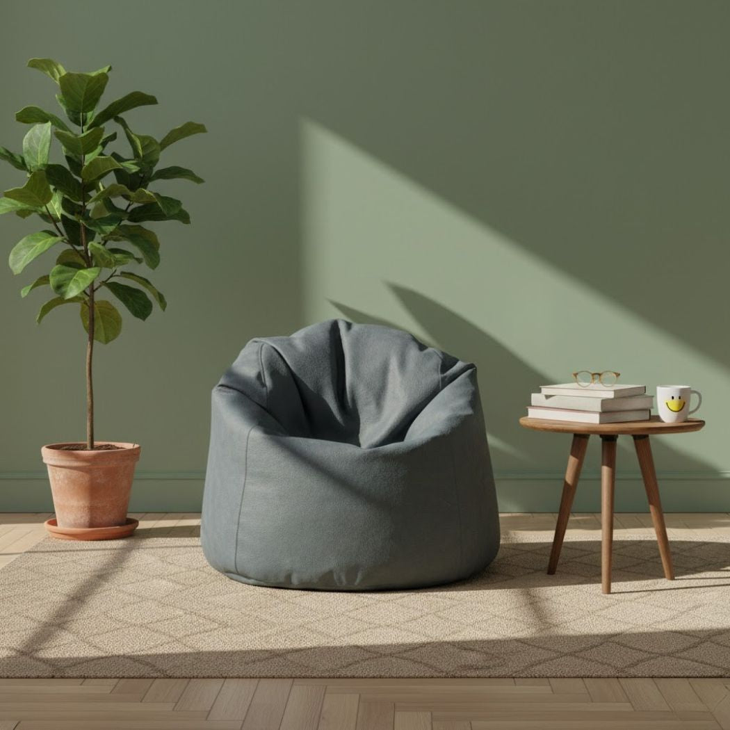 Medium size leather bin bag, distinctive and practical in gray color ELH-104