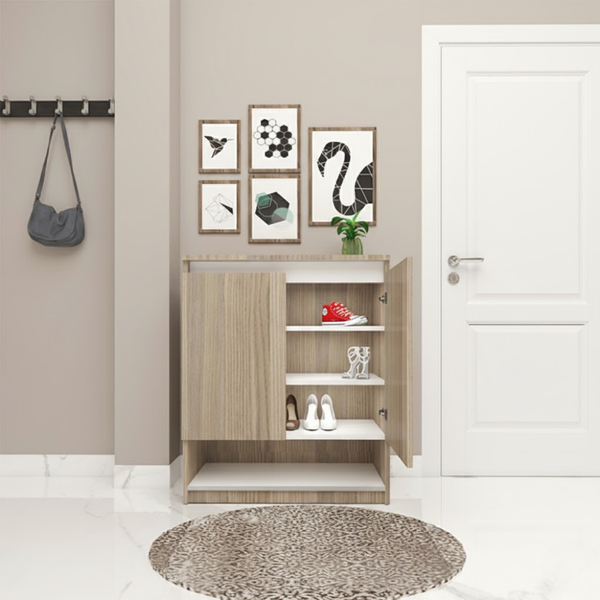 جزامة مودرن 2 دلفة KBA-008 من خشب MDF – تصميم أنيق بمقاس 80 سم لتخزين الأحذية بلمسة عصرية