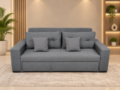 Multi-purpose beechwood and Kuya linen fabric sofa bed – Gray – Oscar Furniture – OFF-OSS-SOF-002